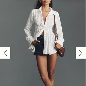 Maeve White Button Down Shirt